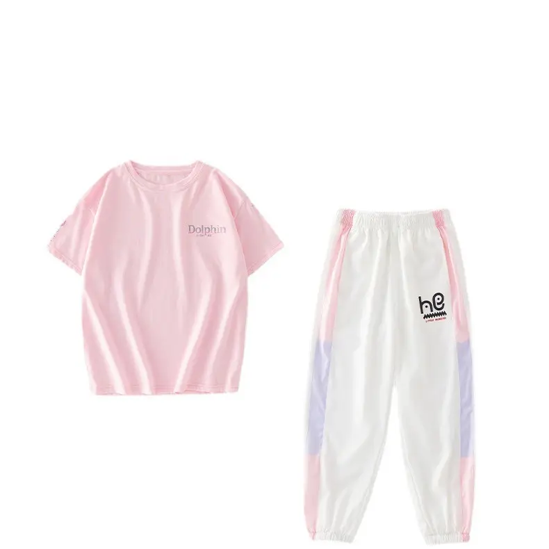 Girls' Pink Watercolor Track Suit 2025 Large - Image 7