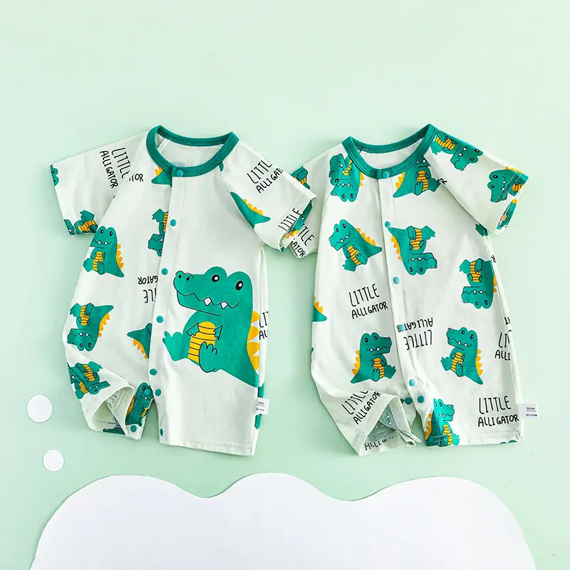 Baby Dinosaur Short Sleeve Cotton Jumpsuit Set