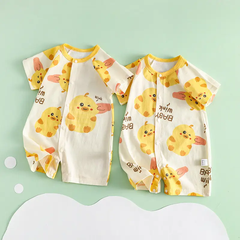 Baby Dinosaur Short Sleeve Cotton Jumpsuit Set