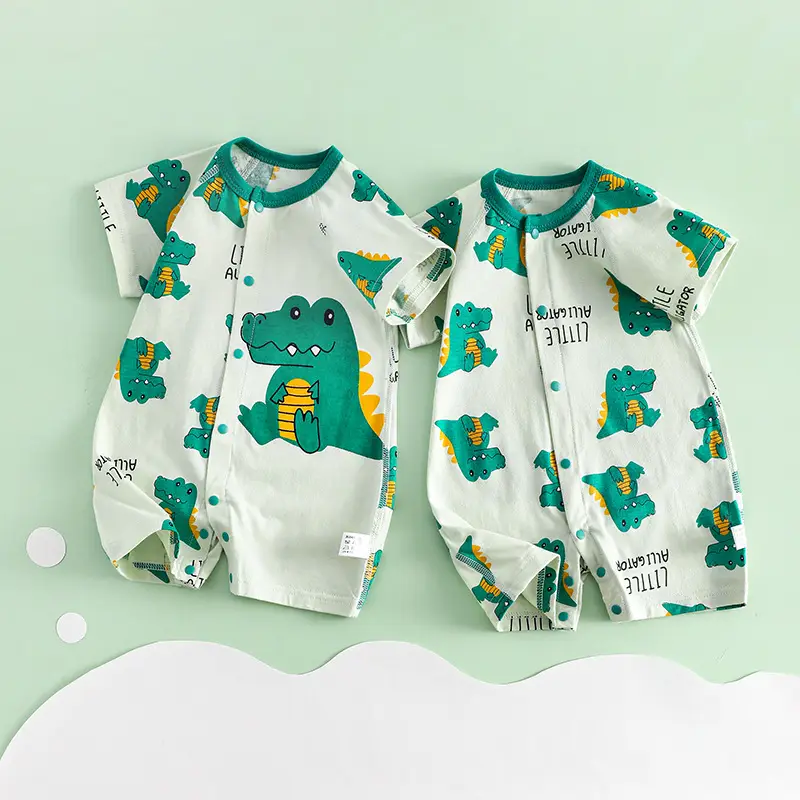 Baby Dinosaur Short Sleeve Cotton Jumpsuit Set
