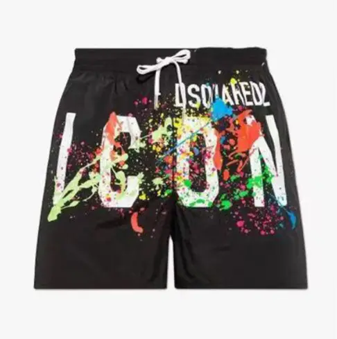 Men's Red Graphic Shorts ASQUARED Cotton