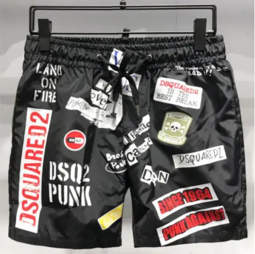 Men's Red Graphic Shorts ASQUARED Cotton