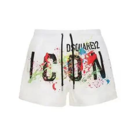 Men's Red Graphic Shorts ASQUARED Cotton