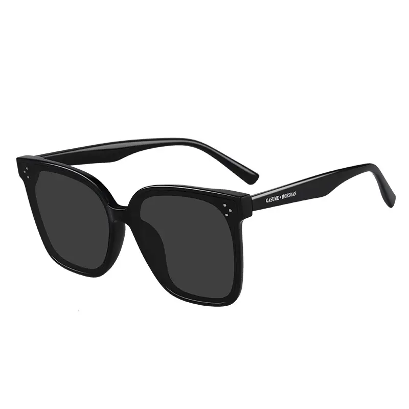 TikTok Style Sunglasses for Men Women Black Polarized Large Frame