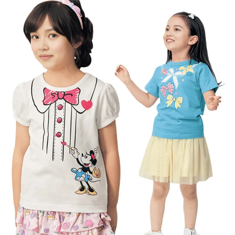 Summer Girls Pure Cotton Cartoon T-Shirt Yellow - Image 20