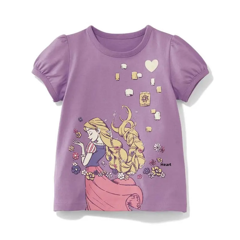 Summer Girls Pure Cotton Cartoon T-Shirt Yellow - Image 15