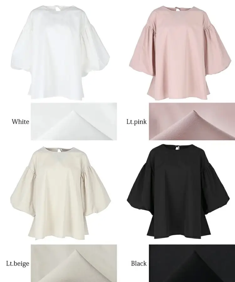 Lotte New Japanese Korean Summer Loose Large Women's Shirt Cotton Big Lantern Sleeve Round Neck Top Cross Border — feature 21