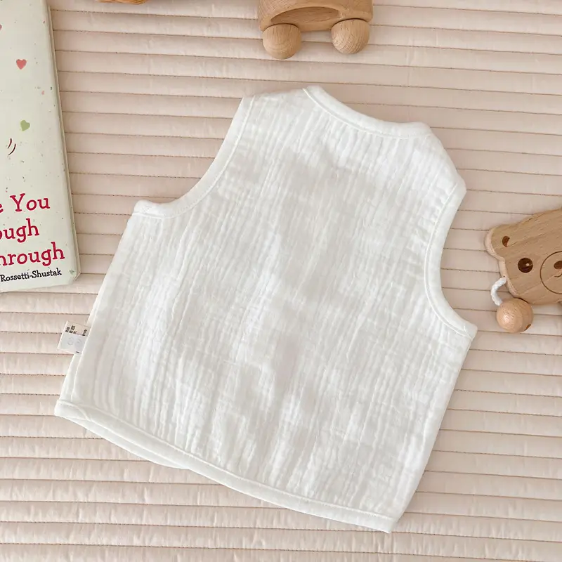 Baby Vest White Cotton Four Layer Toddler Outwear - Image 3