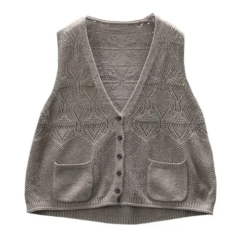 Women's Black Knitted Sleeveless Vest Coat - Image 7
