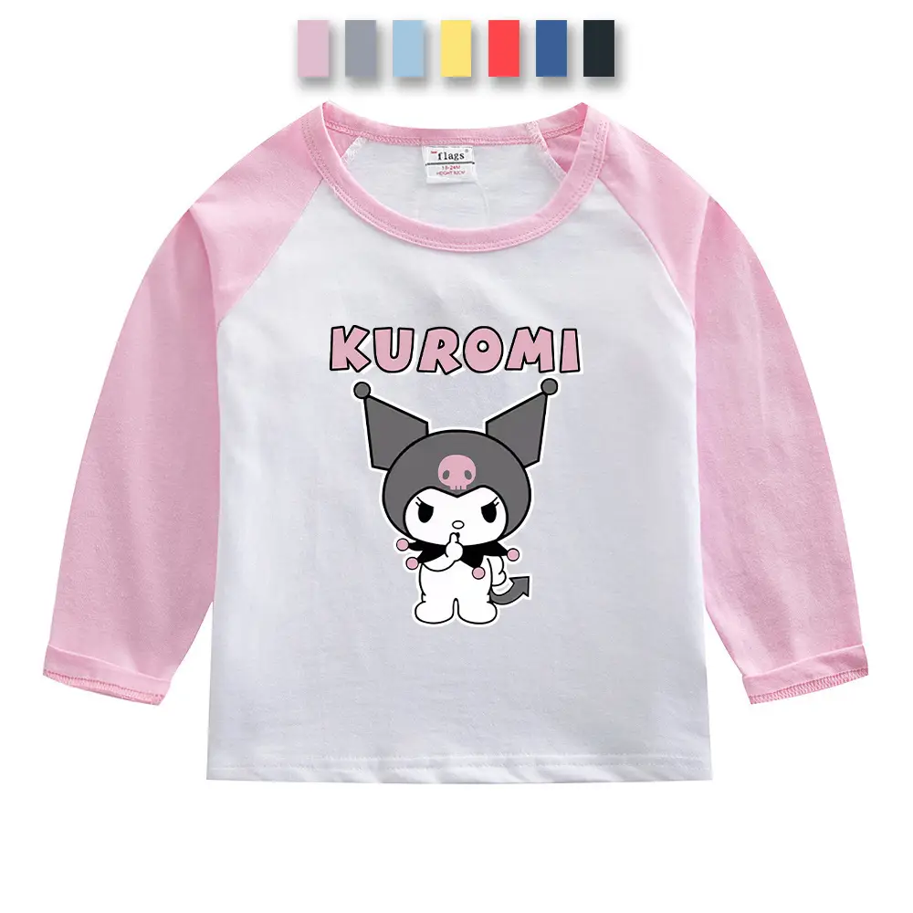Kuromi Long Sleeve T-Shirt Gray White Kids Cotton 2023 - Image 10