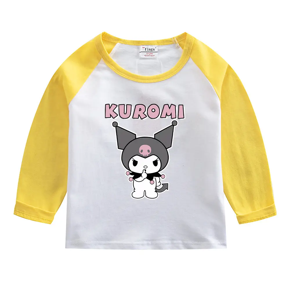 Kuromi Long Sleeve T-Shirt Gray White Kids Cotton 2023 - Image 13