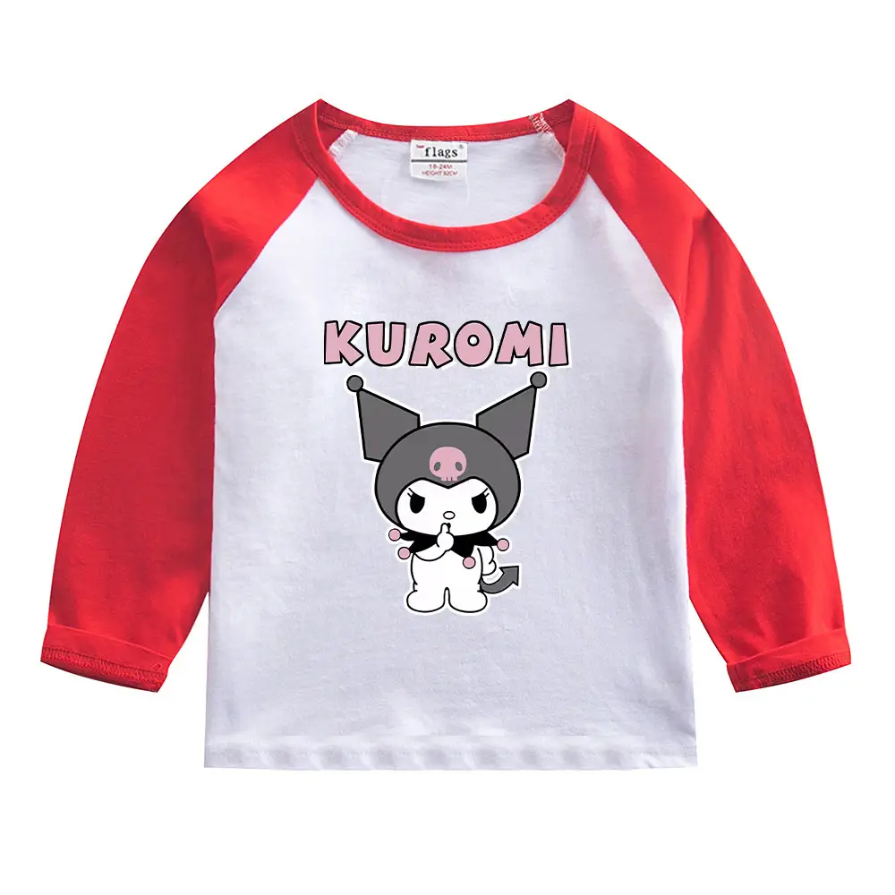 Kuromi Long Sleeve T-Shirt Gray White Kids Cotton 2023 - Image 14