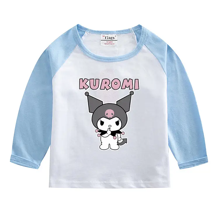 Kuromi Long Sleeve T-Shirt Gray White Kids Cotton 2023 — feature 5