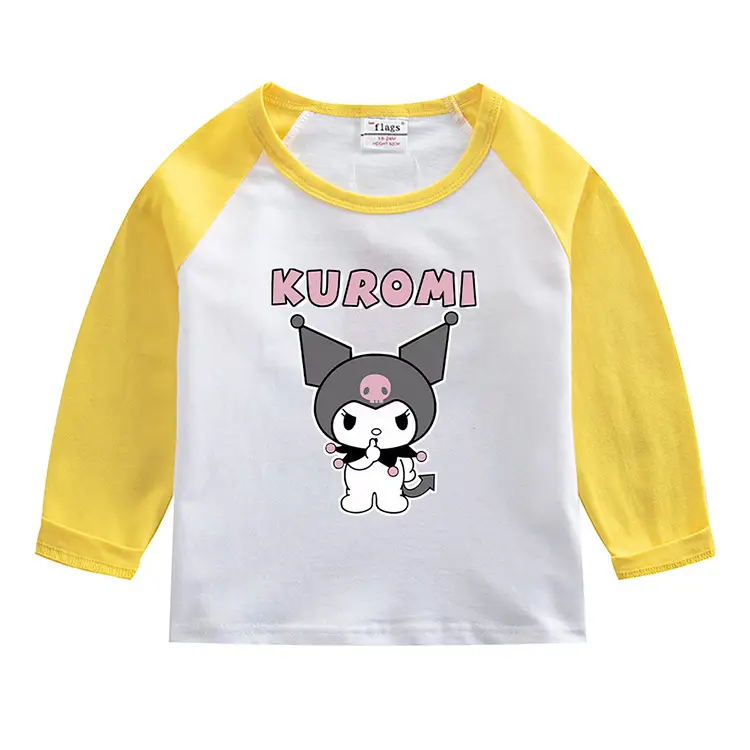 Kuromi Long Sleeve T-Shirt Gray White Kids Cotton 2023 — feature 6