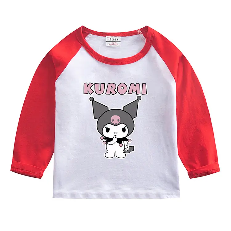 Kuromi Long Sleeve T-Shirt Gray White Kids Cotton 2023 — feature 7