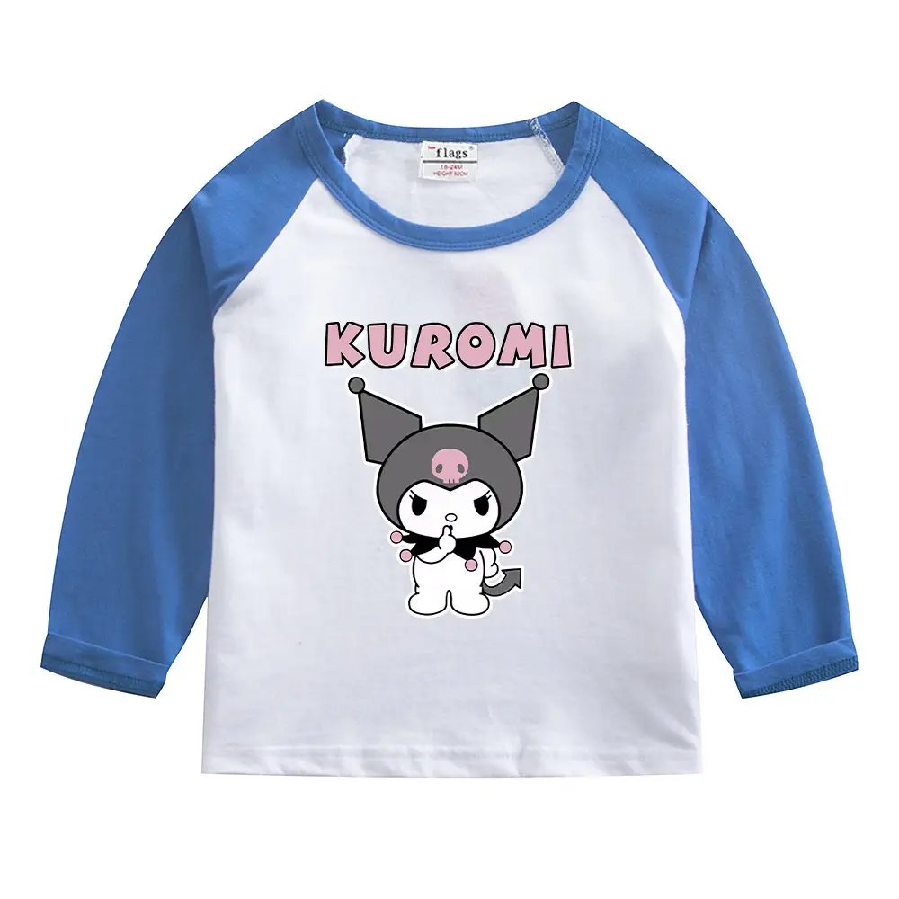 Kuromi Long Sleeve T-Shirt Gray White Kids Cotton 2023 - Image 6