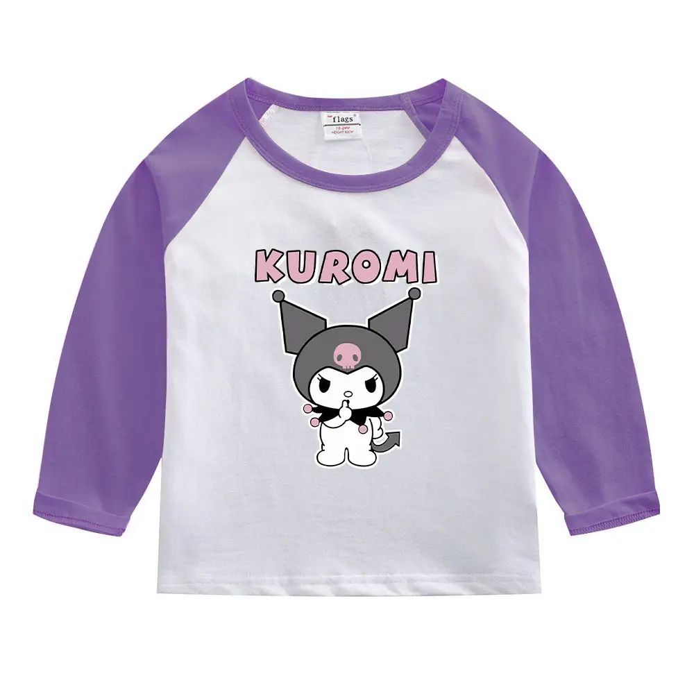 Kuromi Long Sleeve T-Shirt Gray White Kids Cotton 2023 - Image 8