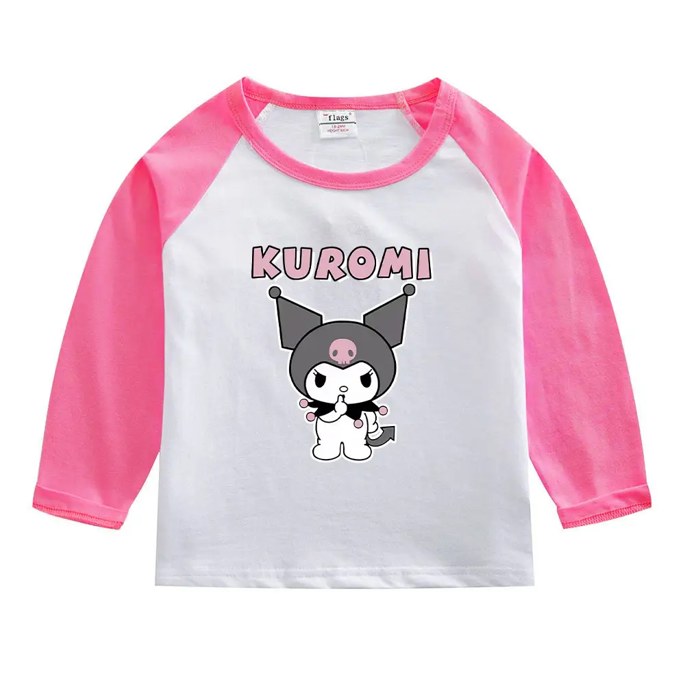 Kuromi Long Sleeve T-Shirt Gray White Kids Cotton 2023 - Image 9
