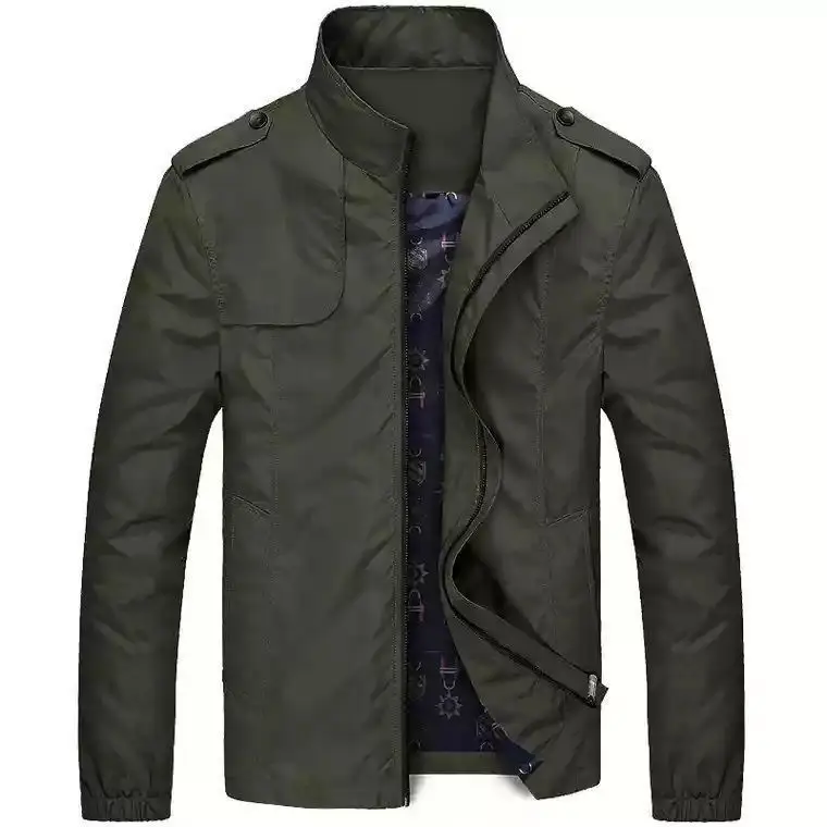 Men's Korean Slim Fit Jacket Olive Green - Image 2