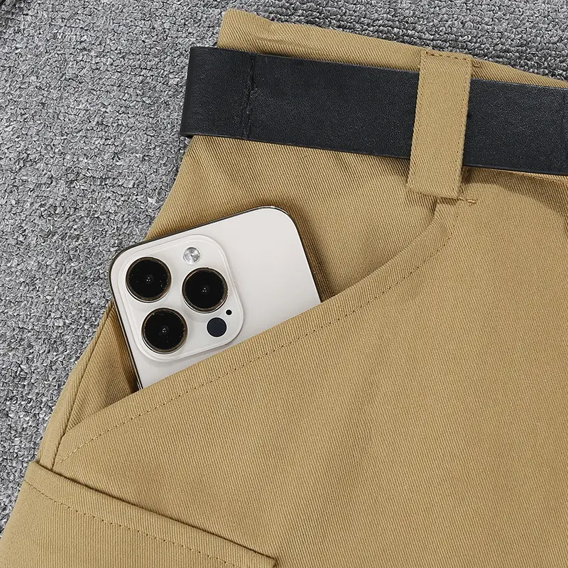 Women's Tan Belt Work Skirt High Waist Slim Fit