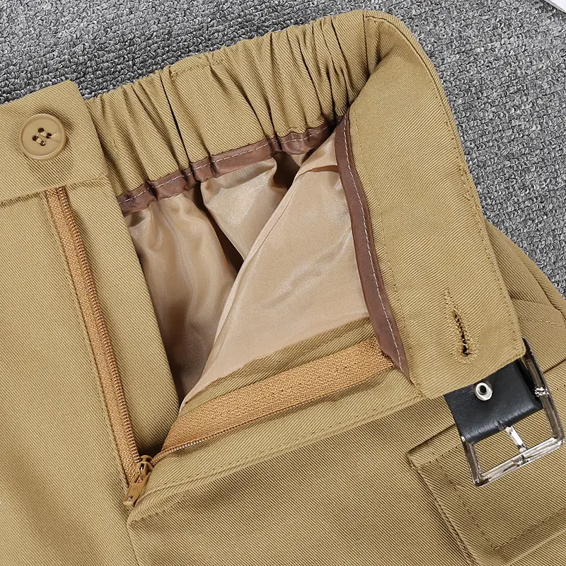 Women's Tan Belt Work Skirt High Waist Slim Fit — feature 10
