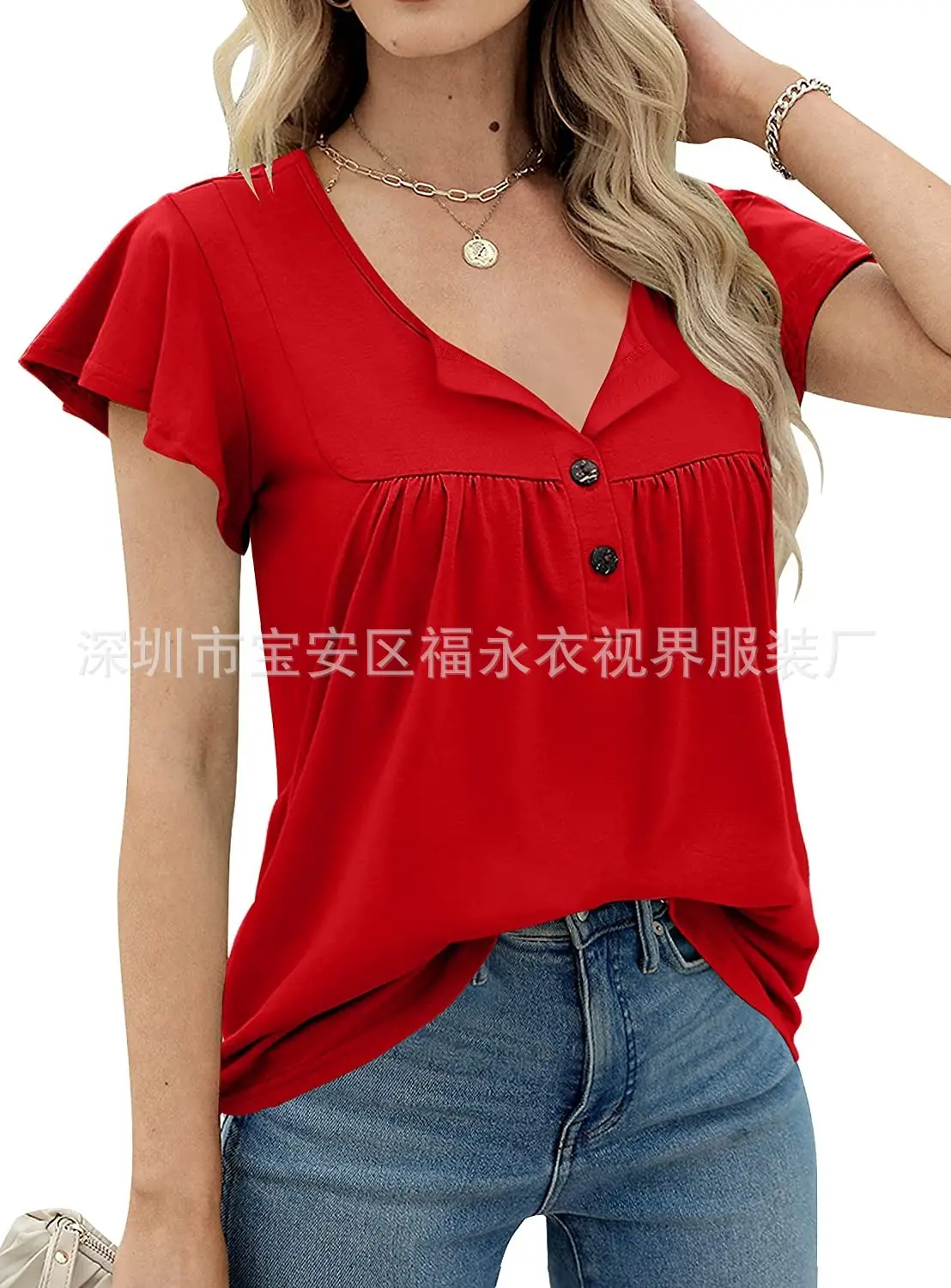 Women Floral Pleated Top Summer Casual Slim Fit — feature 25