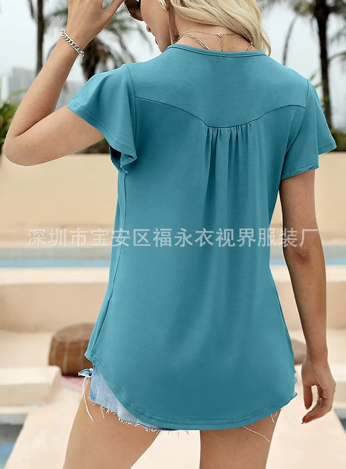 Women Floral Pleated Top Summer Casual Slim Fit — feature 31