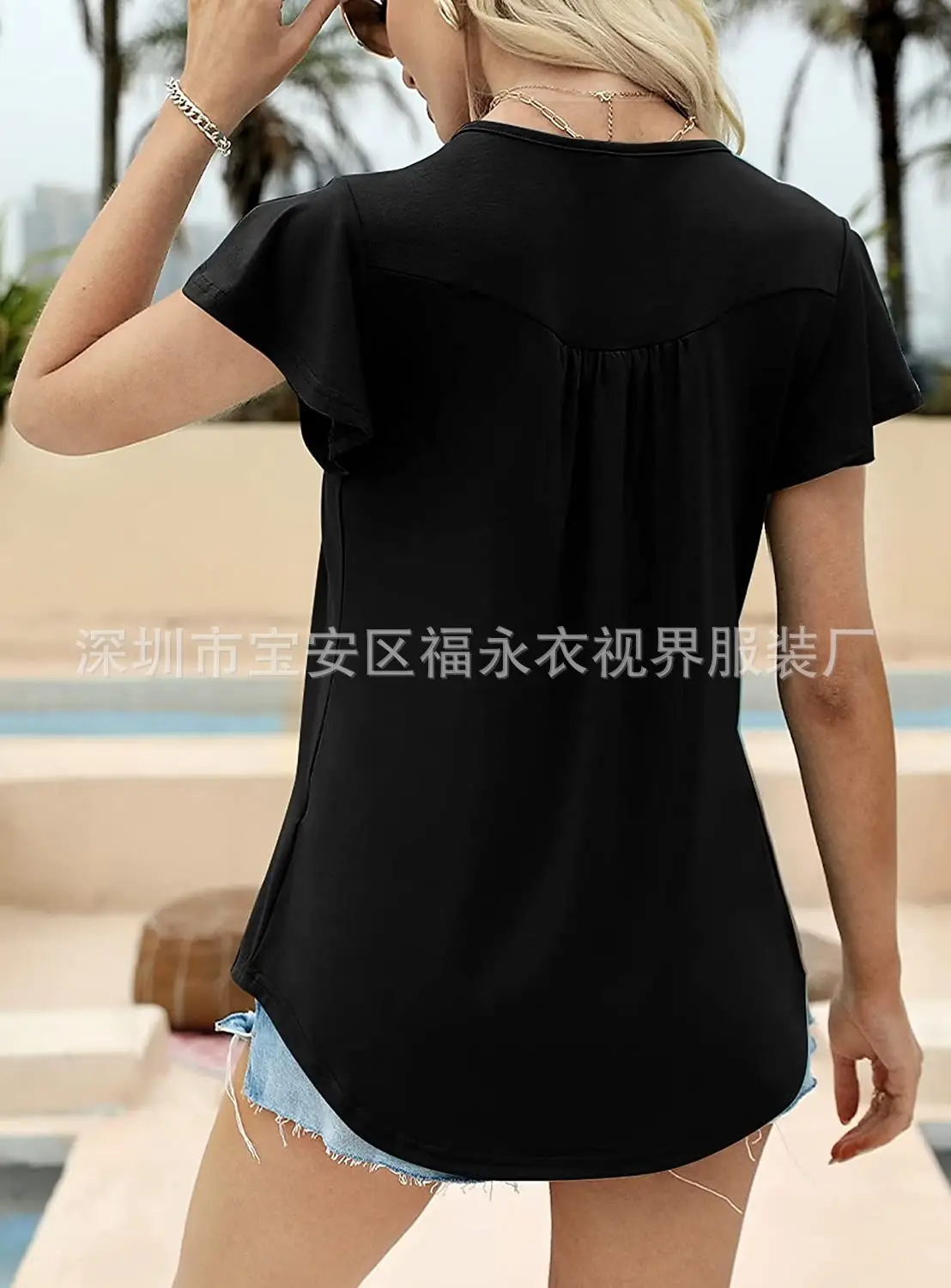 Women Floral Pleated Top Summer Casual Slim Fit — feature 35