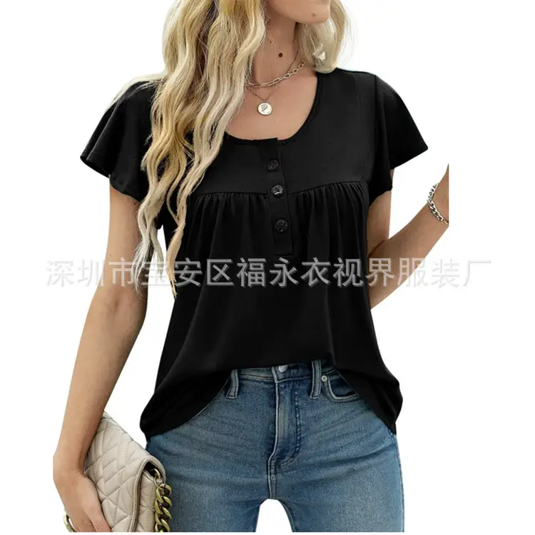 Women Floral Pleated Top Summer Casual Slim Fit - Image 6