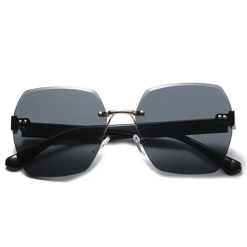Anti-UV Mirror Frame Sunglasses Black Purple
