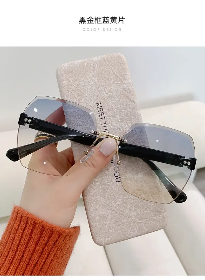 Anti-UV Mirror Frame Sunglasses Black Purple — feature 14