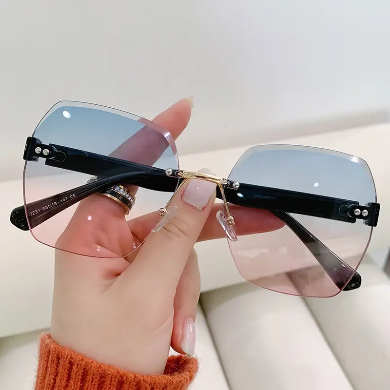 Anti-UV Mirror Frame Sunglasses Black Purple — feature 23
