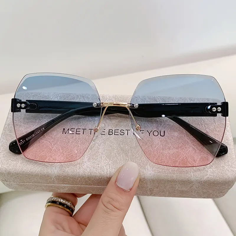 Anti-UV Mirror Frame Sunglasses Black Purple — feature 24