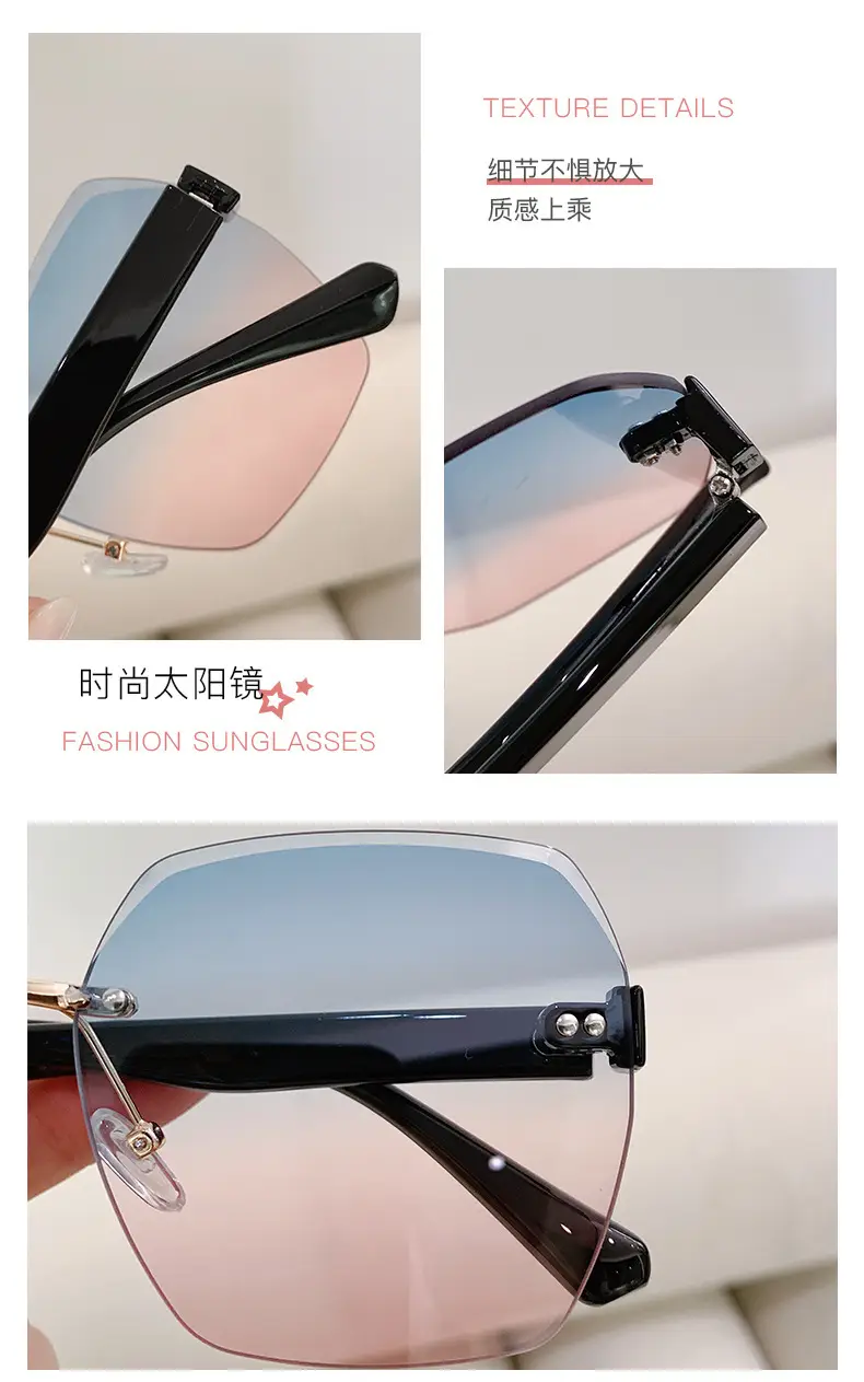 Anti-UV Mirror Frame Sunglasses Black Purple — feature 6