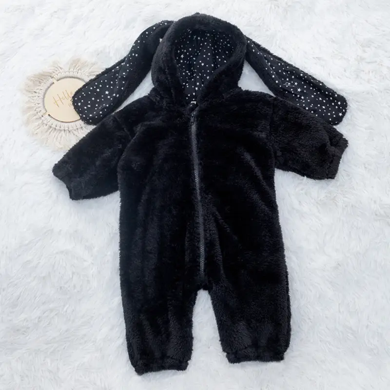 New Baby Plush Hooded Jumpsuit Brown Cartoon Rabbit - Image 2