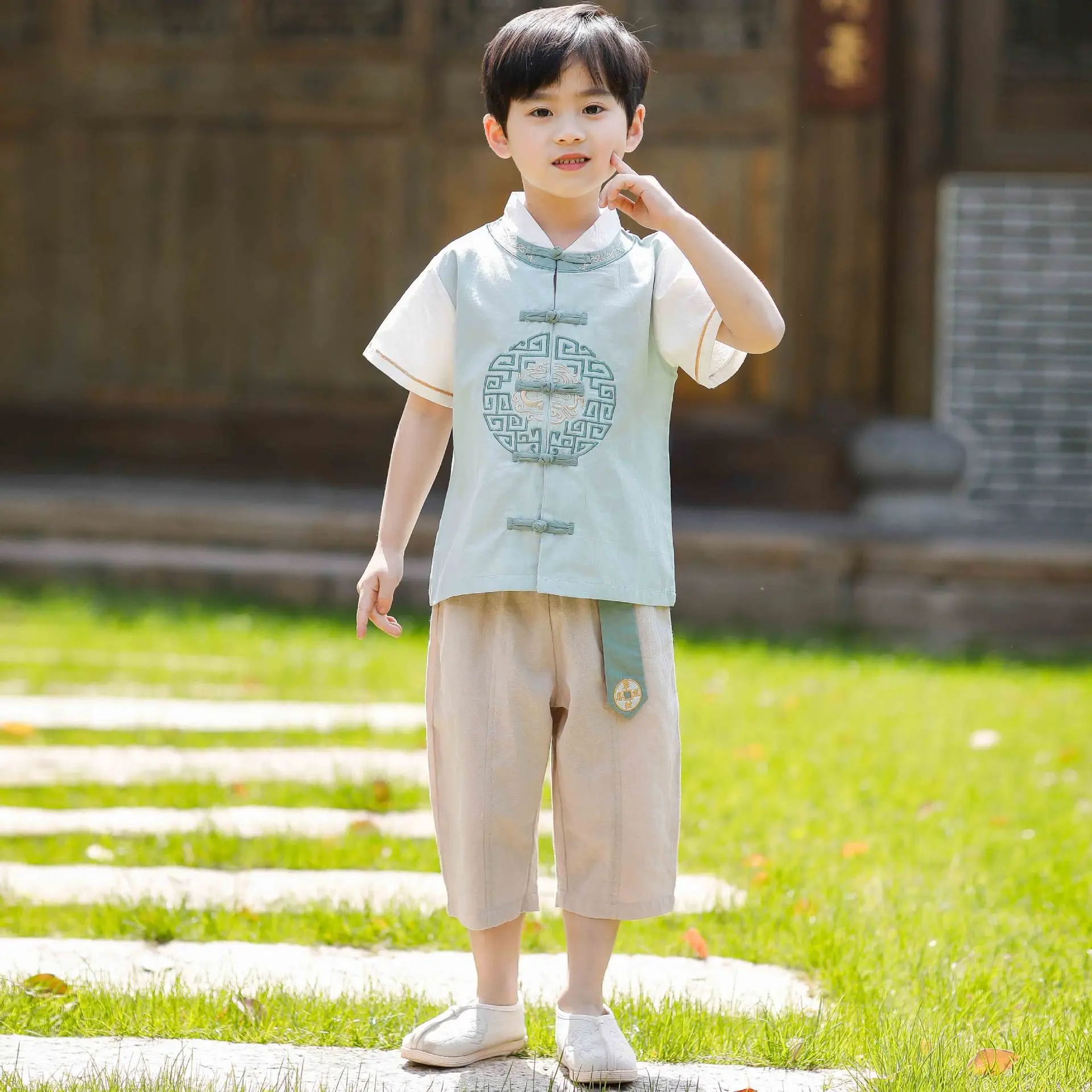 Boys Han Dynasty Tang Suit Summer Short Sleeve - Image 4