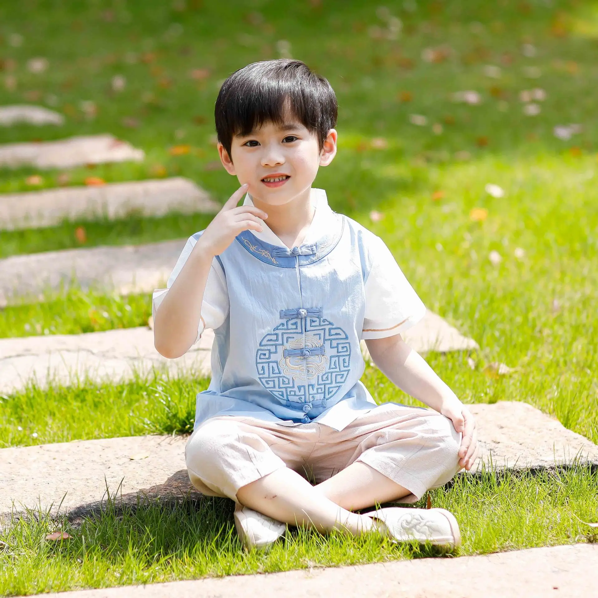 Boys Han Dynasty Tang Suit Summer Short Sleeve - Image 5