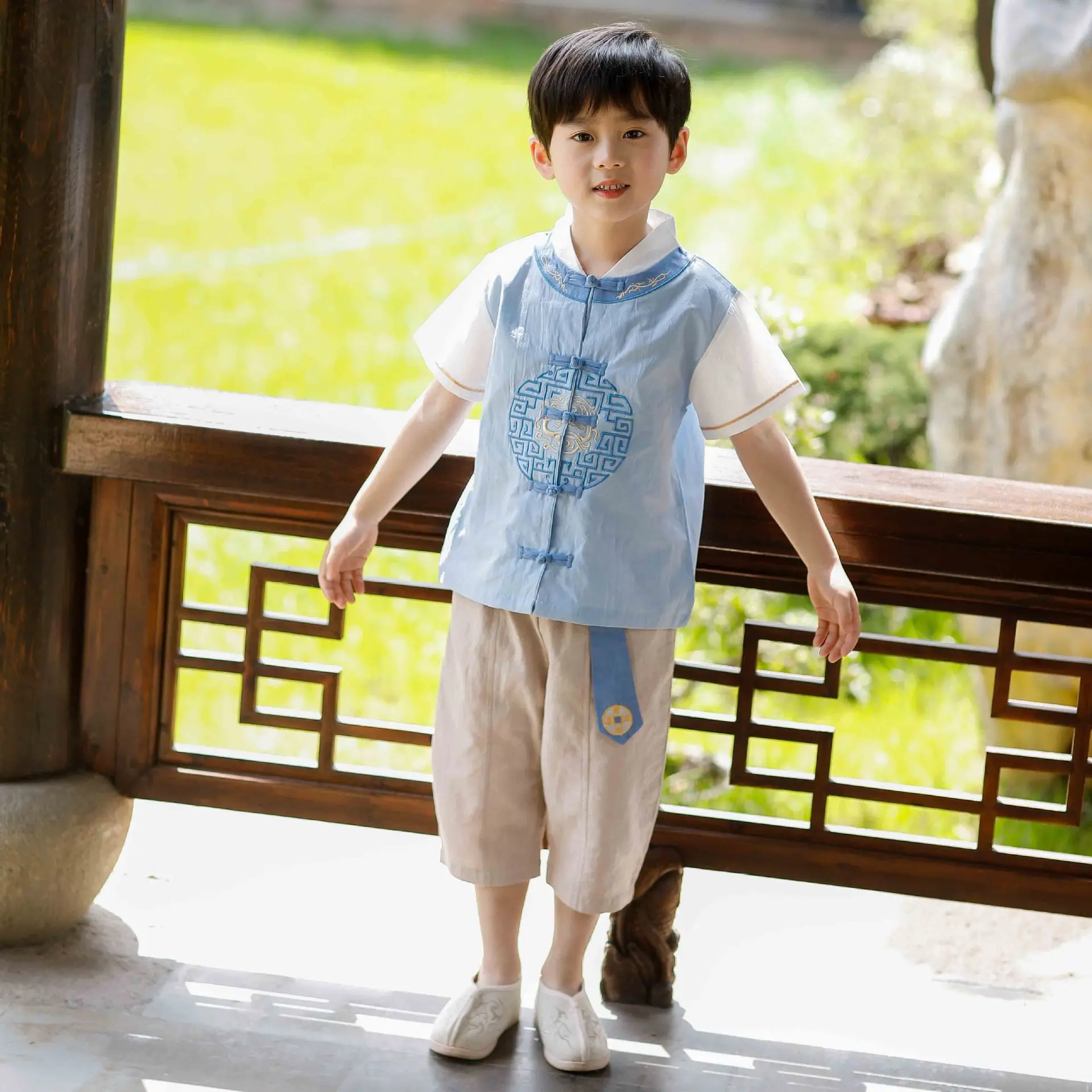 Boys Han Dynasty Tang Suit Summer Short Sleeve - Image 6