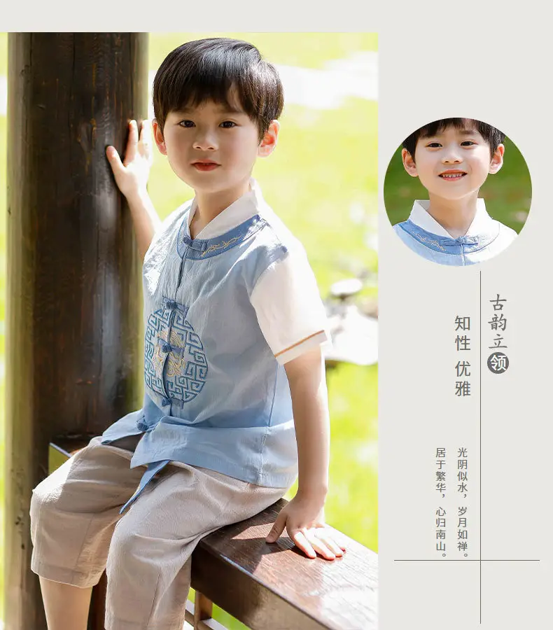 Boys Han Dynasty Tang Suit Summer Short Sleeve — feature 11