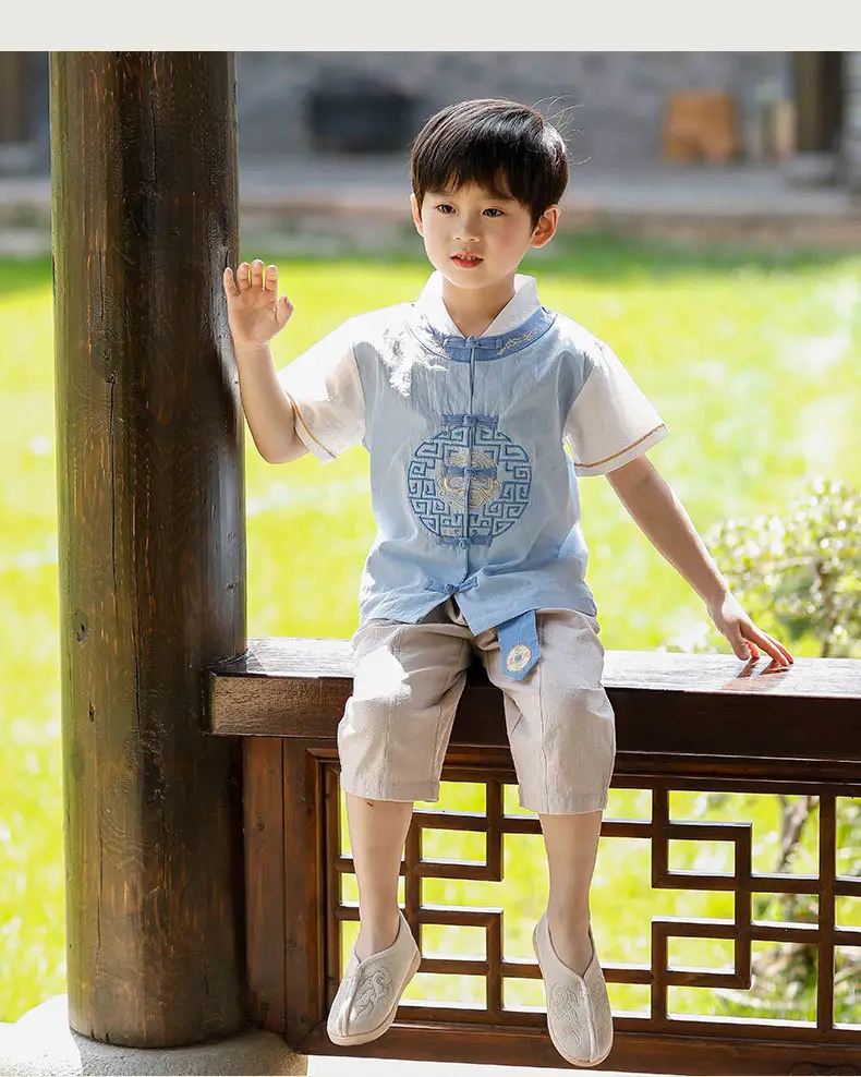 Boys Han Dynasty Tang Suit Summer Short Sleeve — feature 12