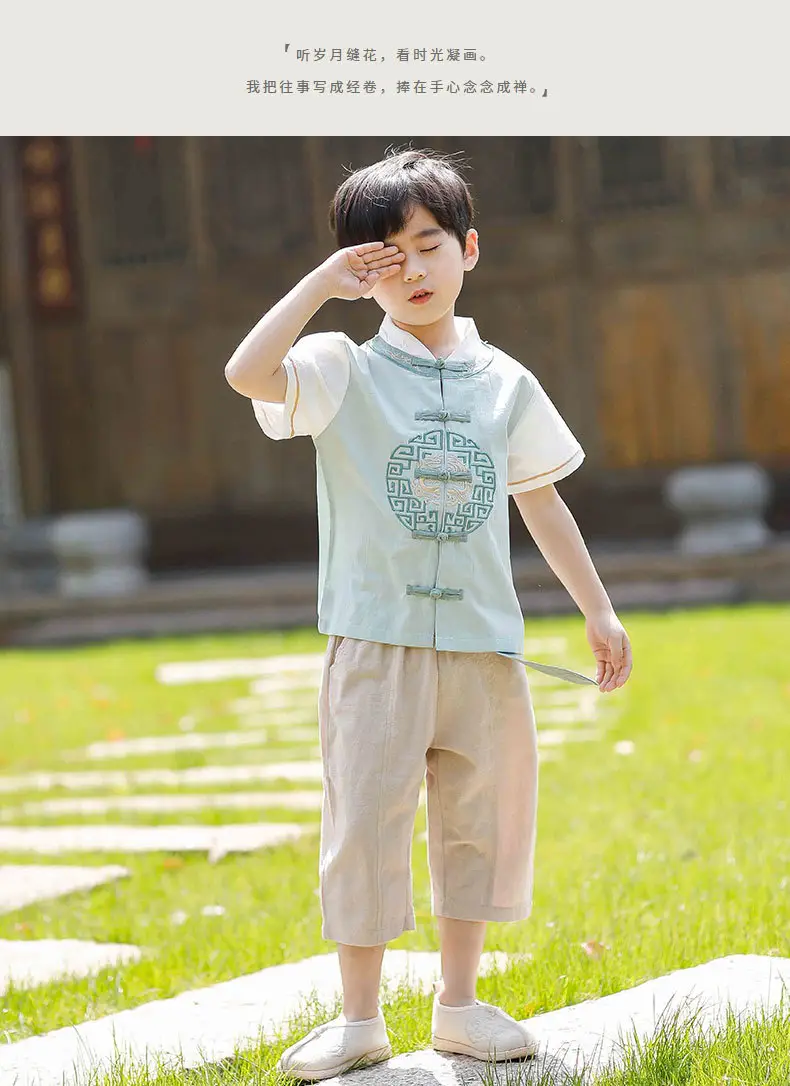 Boys Han Dynasty Tang Suit Summer Short Sleeve — feature 13