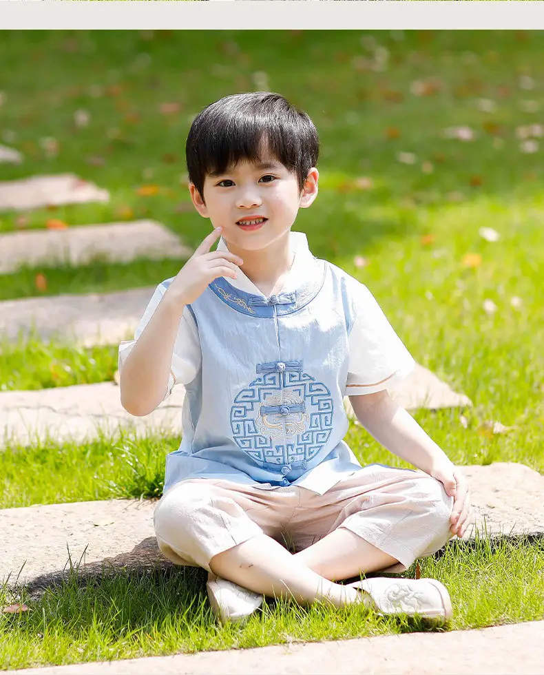 Boys Han Dynasty Tang Suit Summer Short Sleeve — feature 14