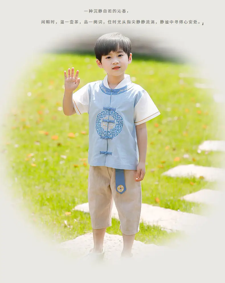 Boys Han Dynasty Tang Suit Summer Short Sleeve — feature 9