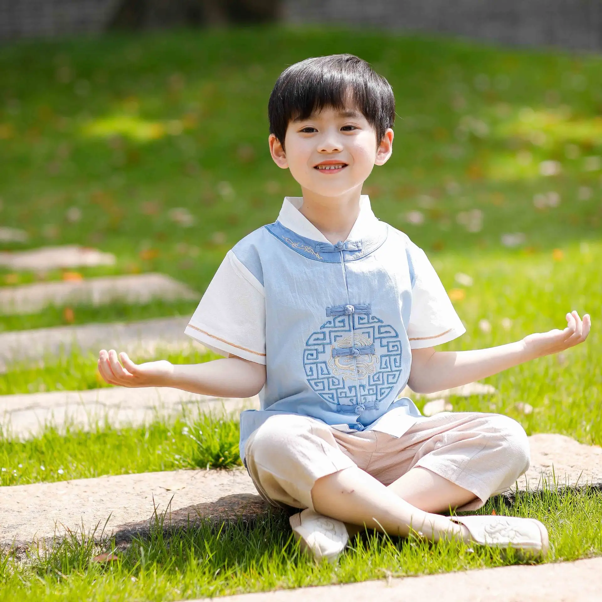 Boys Han Dynasty Tang Suit Summer Short Sleeve - Image 2
