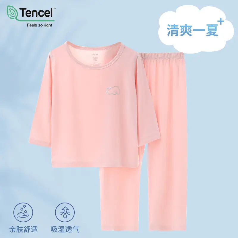Children's Pink Modal Pajamas Set for Boys Girls - Image 3