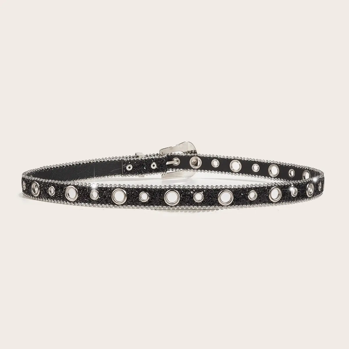 Rhinestone Belt Women's Black European Style - Image 4