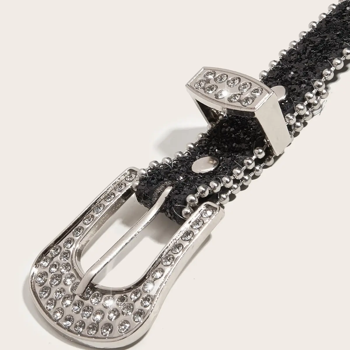 Rhinestone Belt Women's Black European Style - Image 5
