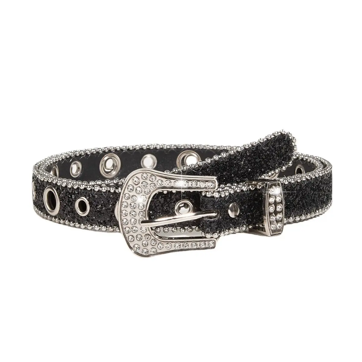 Rhinestone Belt Women's Black European Style - Image 6