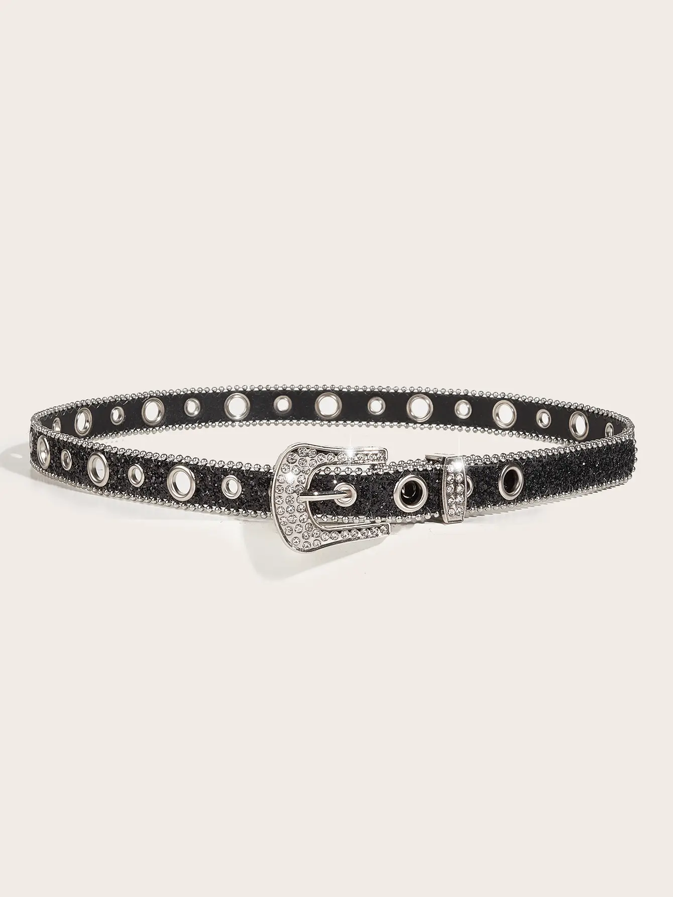 Rhinestone Belt Women's Black European Style