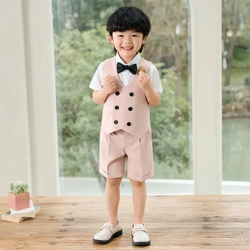 Children's Light Blue Vest Suit for Boys Spring Summer - Image 4